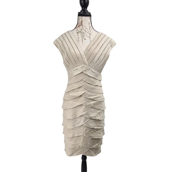 Adriana Papell truffle empire waist dress champagne sheath dress Size 6 Formal - Picture 2 of 11